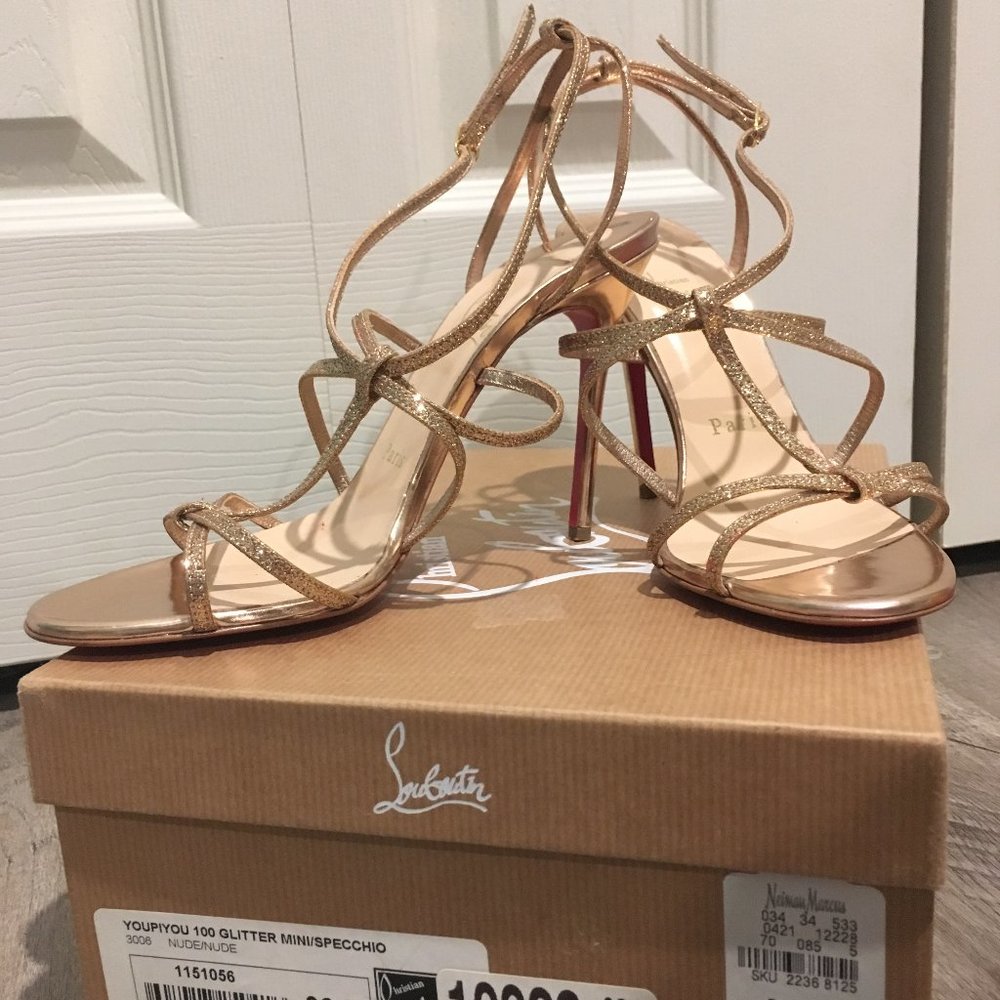 Louboutin 36.5 Gold New In Box